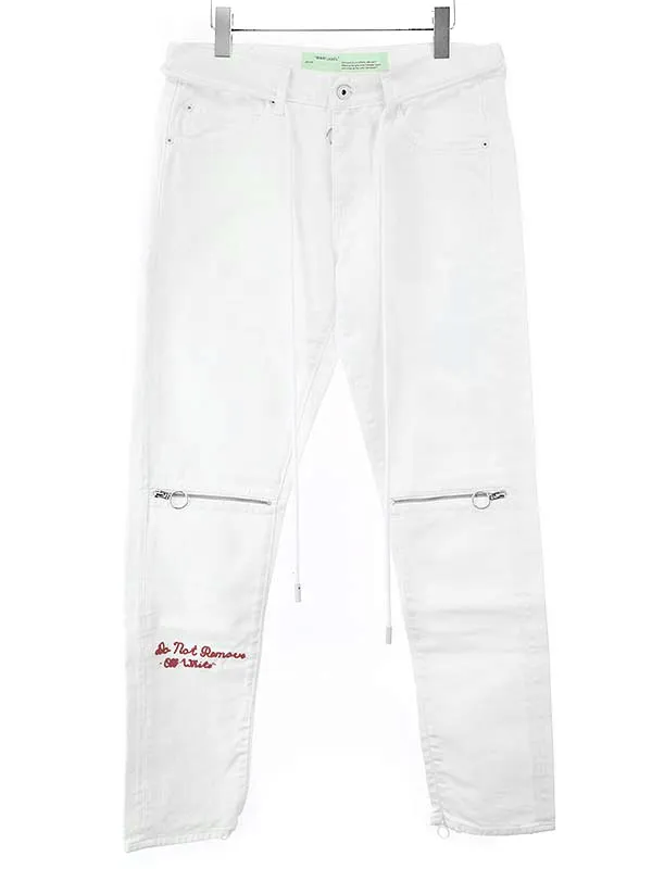 OFF-WHITE オフホワイト ジップデザインテーパードデニムパンツ