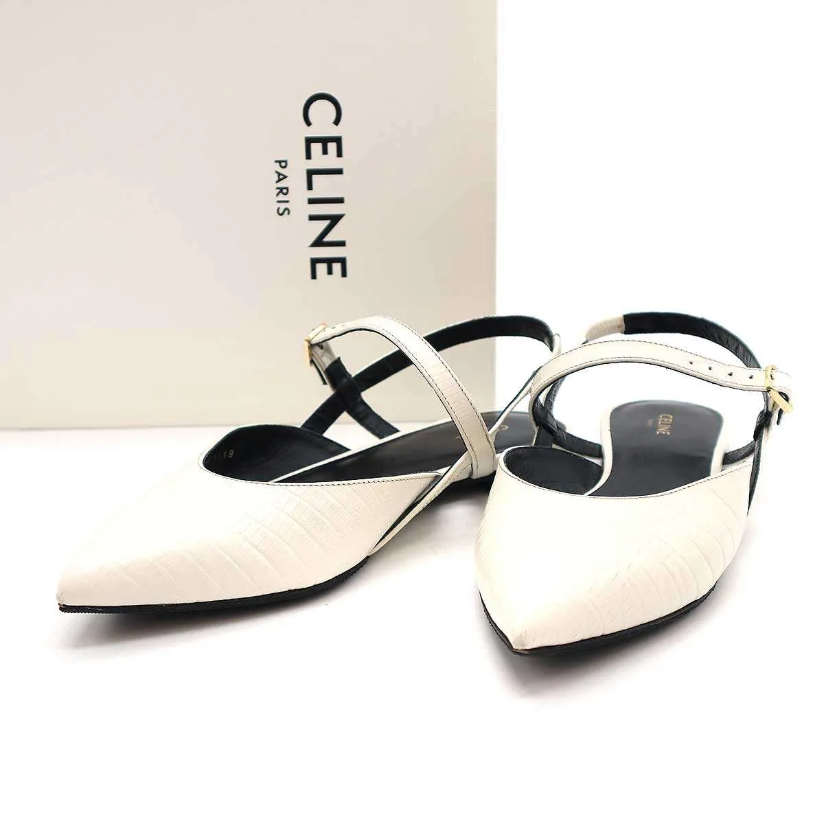 CELINE セリーヌ エンボス ストラップミュールサンダル
