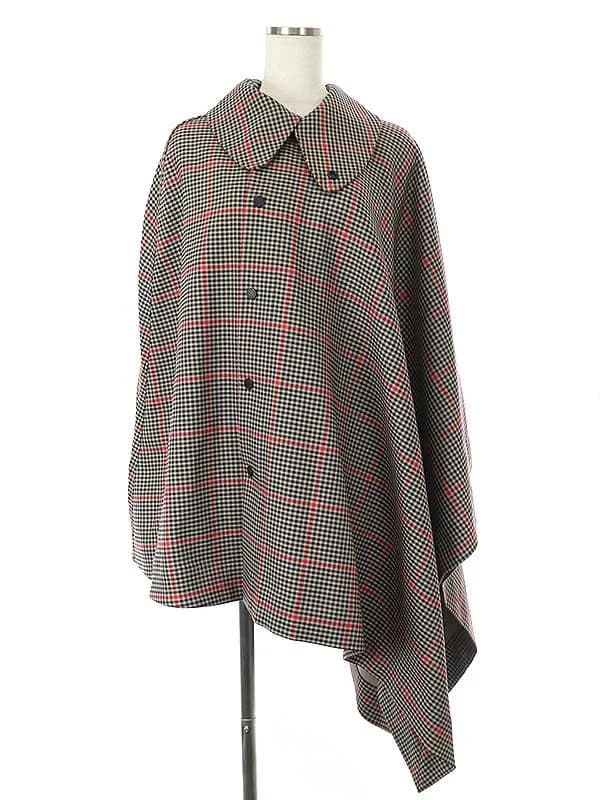 HYKE ハイク 21AW チェック柄ポンチョ ケープコート