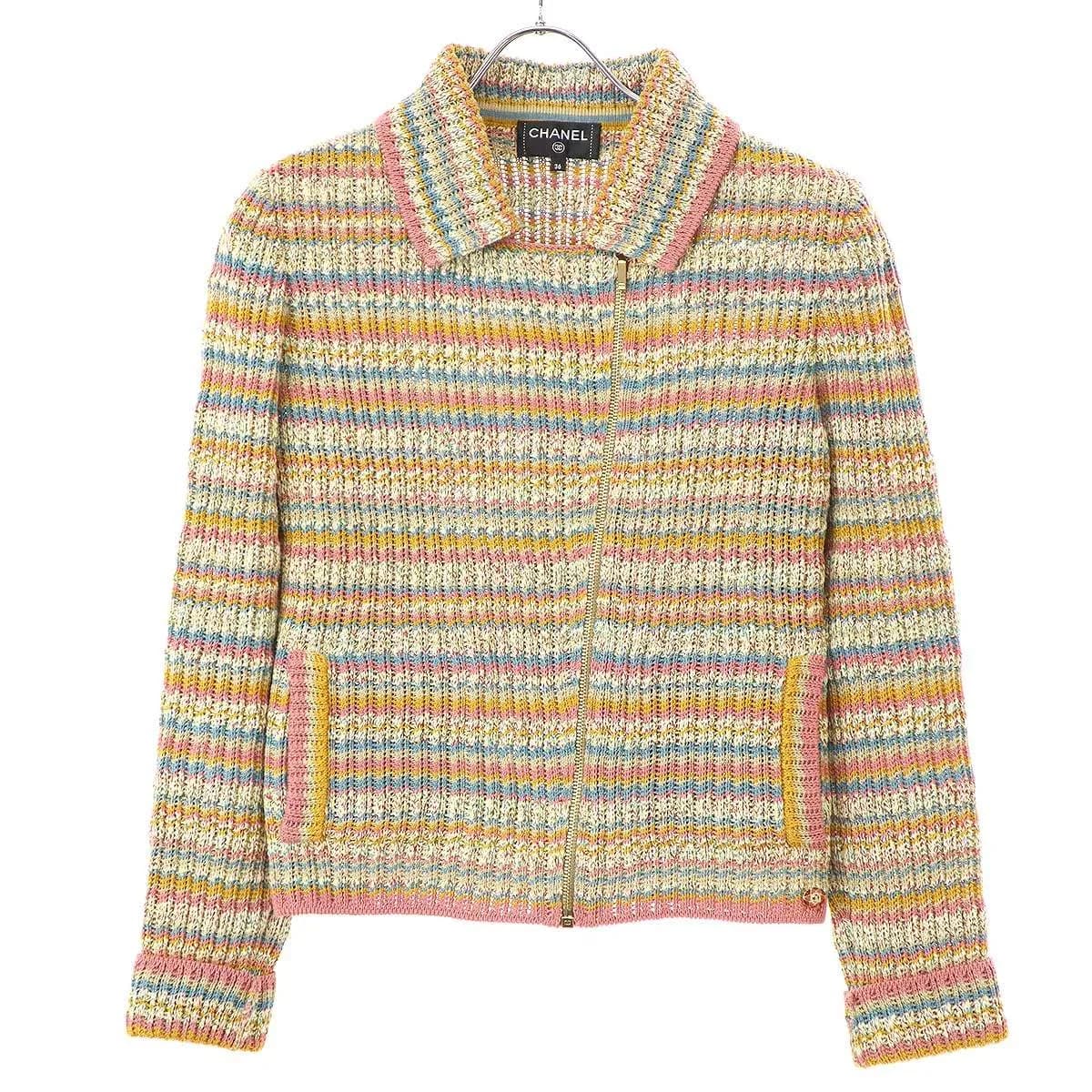 CHANEL シャネル マルチカラーニットライダースジャケット P55716K07317