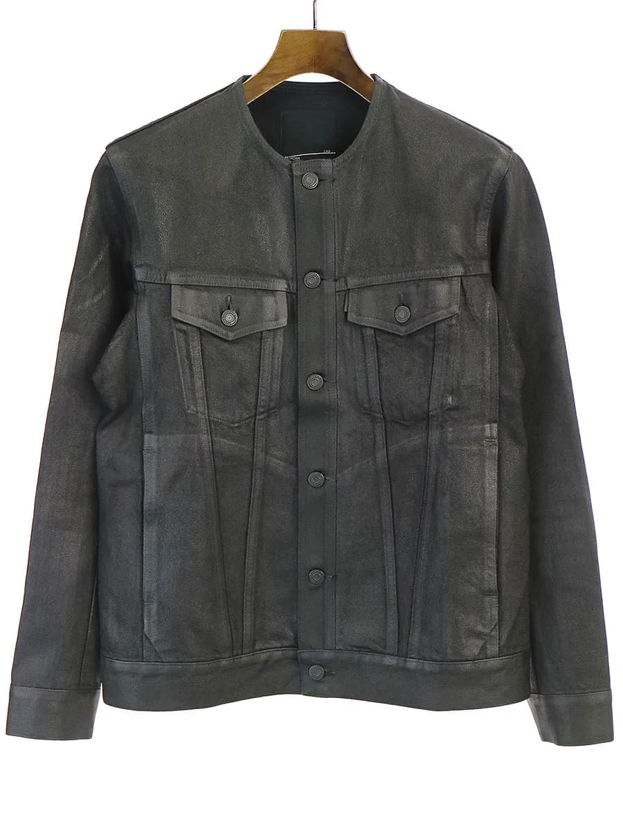 LAD MUSICIAN ラッドミュージシャン 14SS コーティング加工ノーカラーデニムジャケット