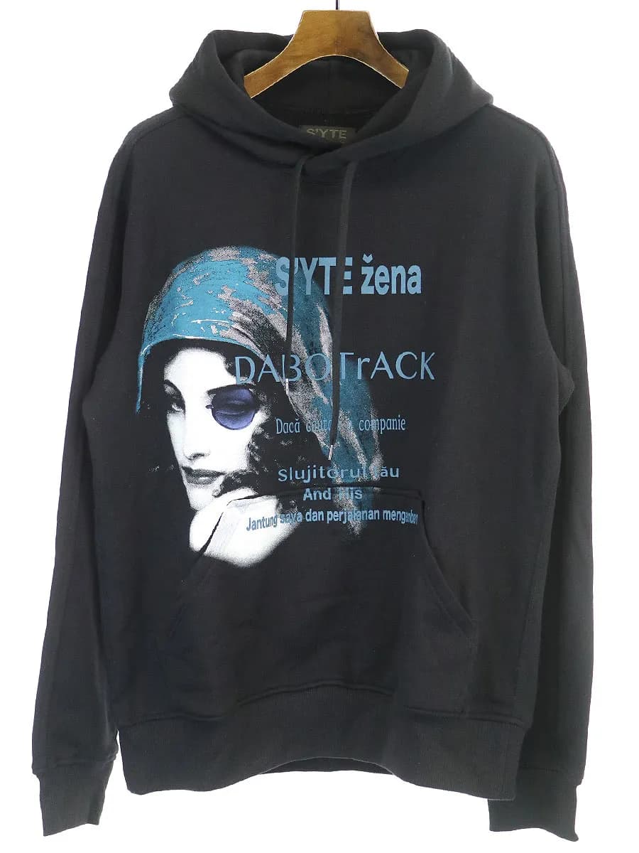 Yohji Yamamoto サイト バイ ヨウジヤマモト Zena Romany Hoodie フロントプリントプルオーバーパーカー