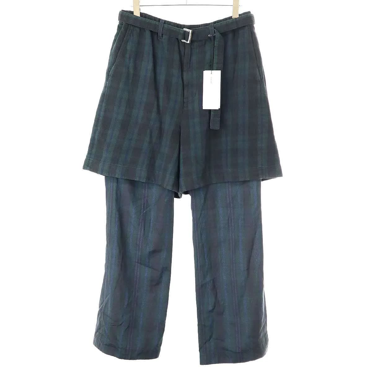 sacai サカイ 24AW Plaid Pants チェック ベルテッドレイヤードパンツ