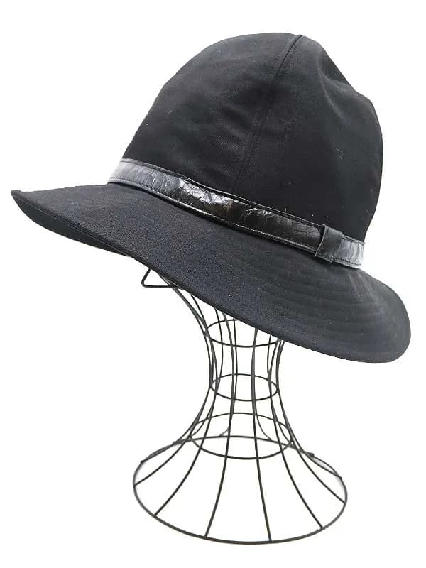 Yohji Yamamoto ヨウジヤマモト プールオム 17SS レザーリボンウールギャバジンフェドラハット