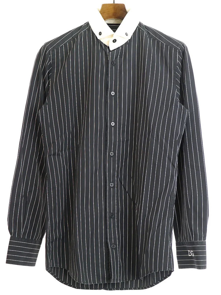 DOLCE&GABBANA ドルチェ&ガッバーナ slim fit ピンストライプクレリックシャツ