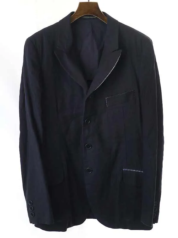 Yohji Yamamoto ヨウジヤマモト プールオム 10SS リネンコットン ピークドラペルテーラードジャケット