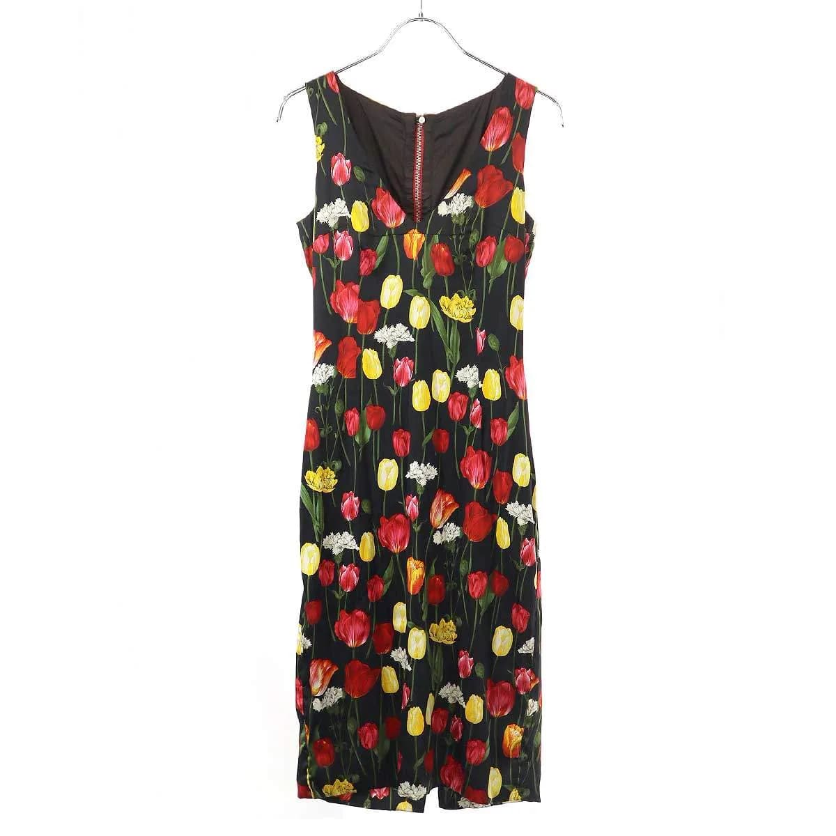 DOLCE&GABBANA ドルチェ&ガッバーナ チューリッププリントシルクワンピース F6333T