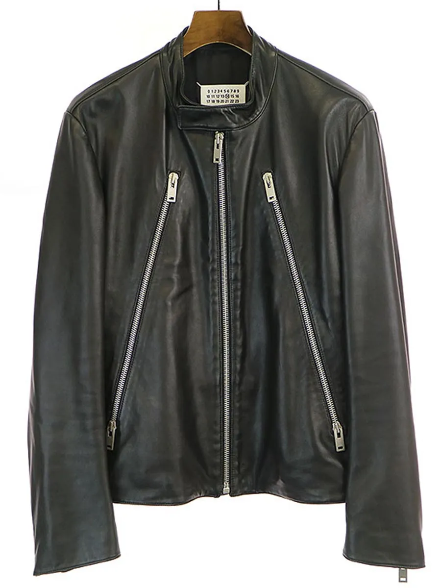 Maison Margiela メゾンマルタンマルジェラ14 17SS 八の字ラムレザーライダースジャケット
