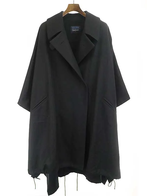 Yohji Yamamoto レギュレーション ヨウジヤマモト 21AW FLAT MANTLE ウールフラノ2WAYマントコート