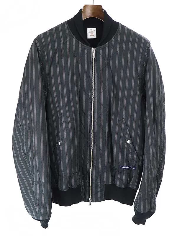 UNDERCOVER アンダーカバー 17SS CMツイル 裏縮絨 MA-1 ジップアップストライプブルゾン