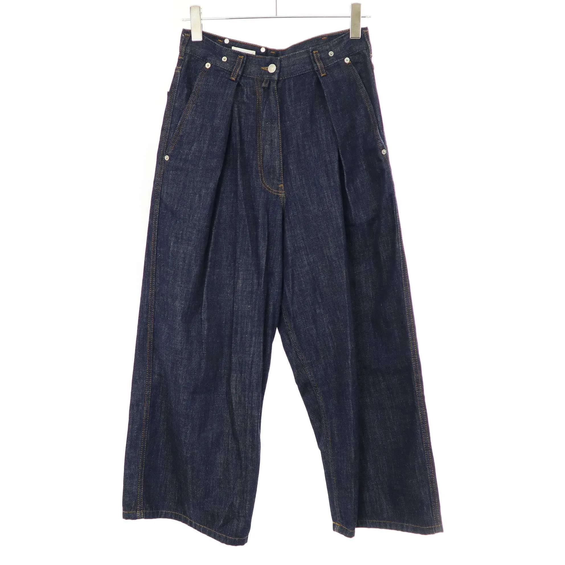 DRIES VAN NOTEN ドリスヴァンノッテン 17SS タックワイドレッグデニムパンツ