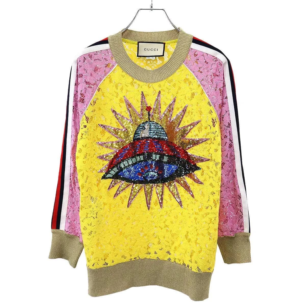 GUCCI グッチ UFOスパンコール レースデザイントップス