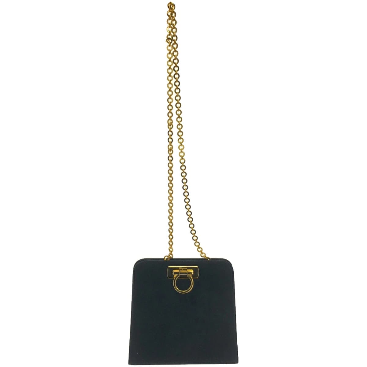 FERRAGAMO サルバトーレ フェラガモ ガンチーニ スウェードレザースクエアチェーンバッグ P21 5241