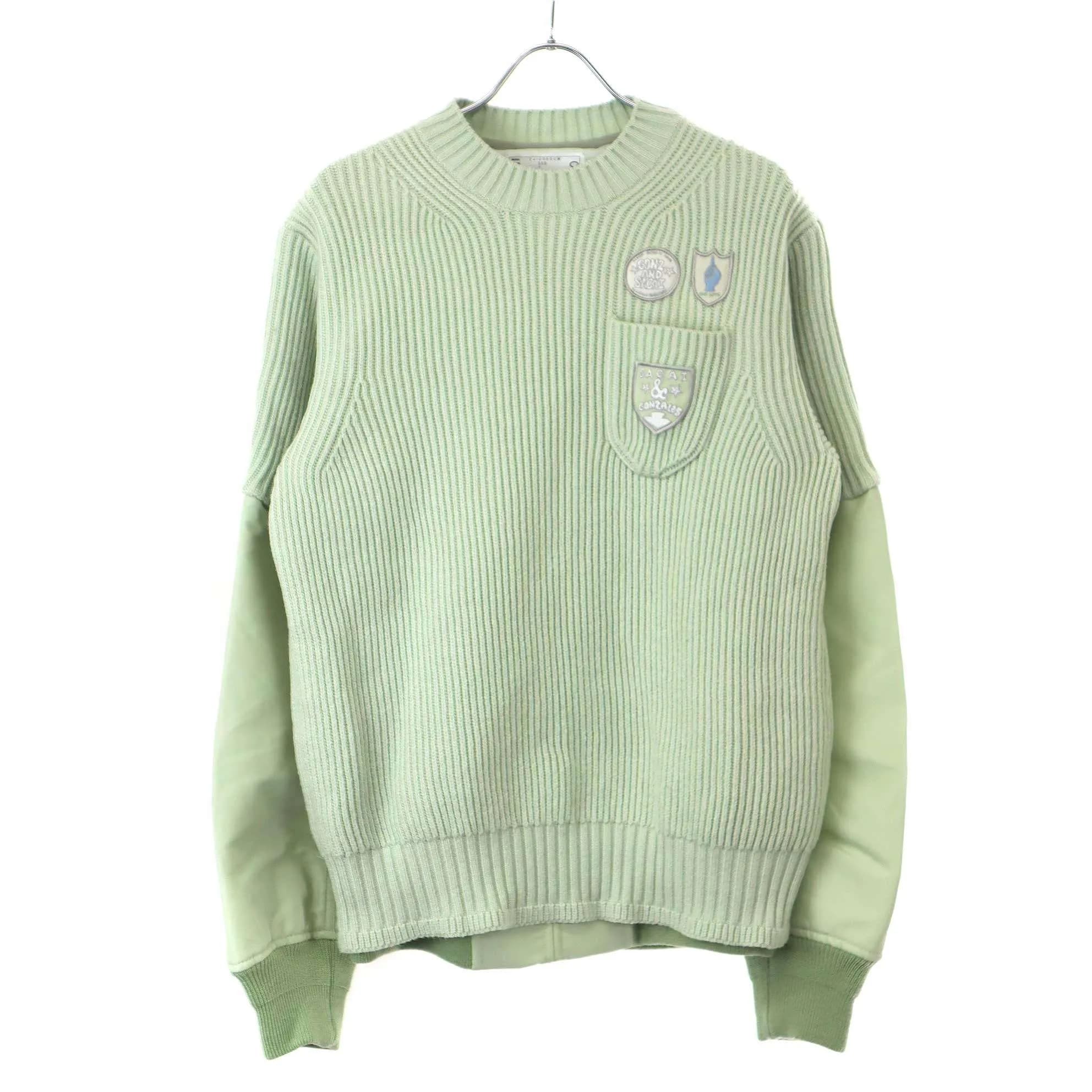 sacai サカイ マークゴンザレス ゴンズ 24AW Multi Patch Nylon Twill×Knit Sweater ナイロンツイルプルオーバーニットセーター 24-03550M