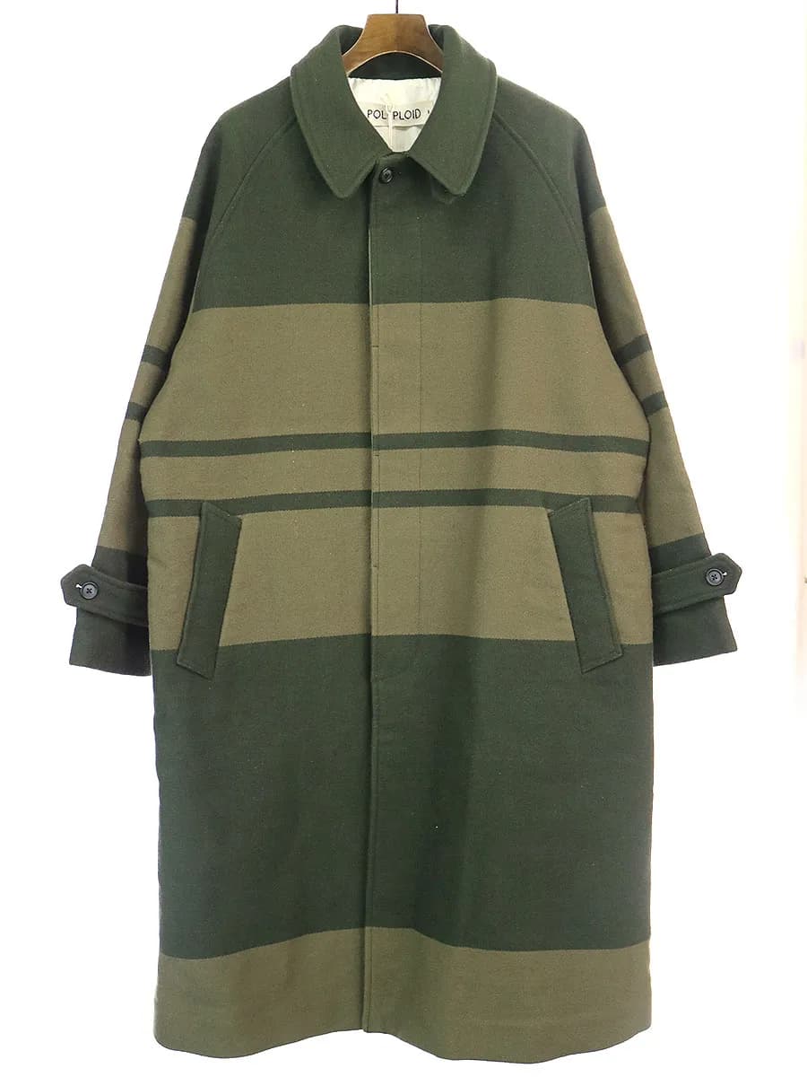 POLYPLOID ポリプロイド 20AW LONG COAT B ワイドピッチボーダーオーバーウールコート