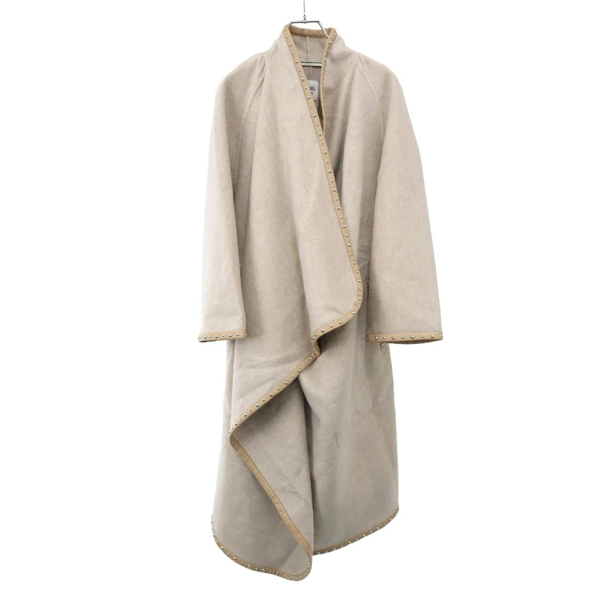 HERMES エルメス 24AW レザートリムスタッズ カシミヤロングコート 4H0138DB