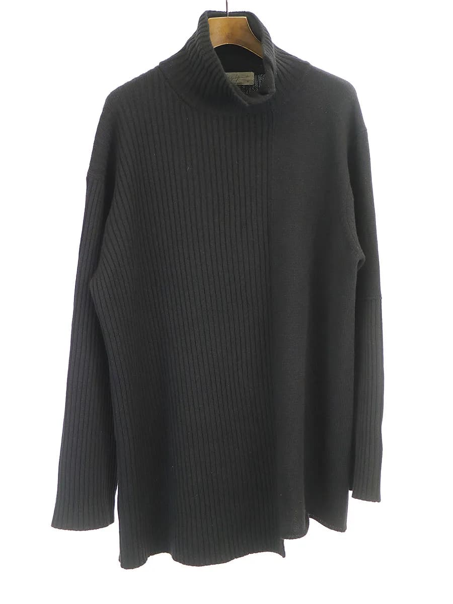 Yohji Yamamoto ヨウジヤマモト プール オム 20AW 7Gリブダブルカラータートルネックニットセーター