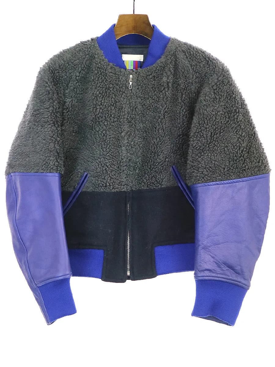 FACETASM ファセッタズム 13AW カウレザー切替ボアスタジアムジャンパー MA-1
