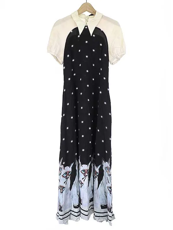 UNDERCOVER アンダーカバー 20SS Ry総柄半袖ロングOP CAT レーヨンシルクワンピース