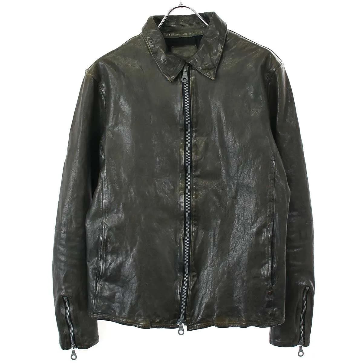 ISAMU KATAYAMA BACKLASH イサムカタヤマ バックラッシュ gullam別注 French Shoulder Waxed Finish Jacket 製品染めフレンチショルダーライダースジャケット 1842-04