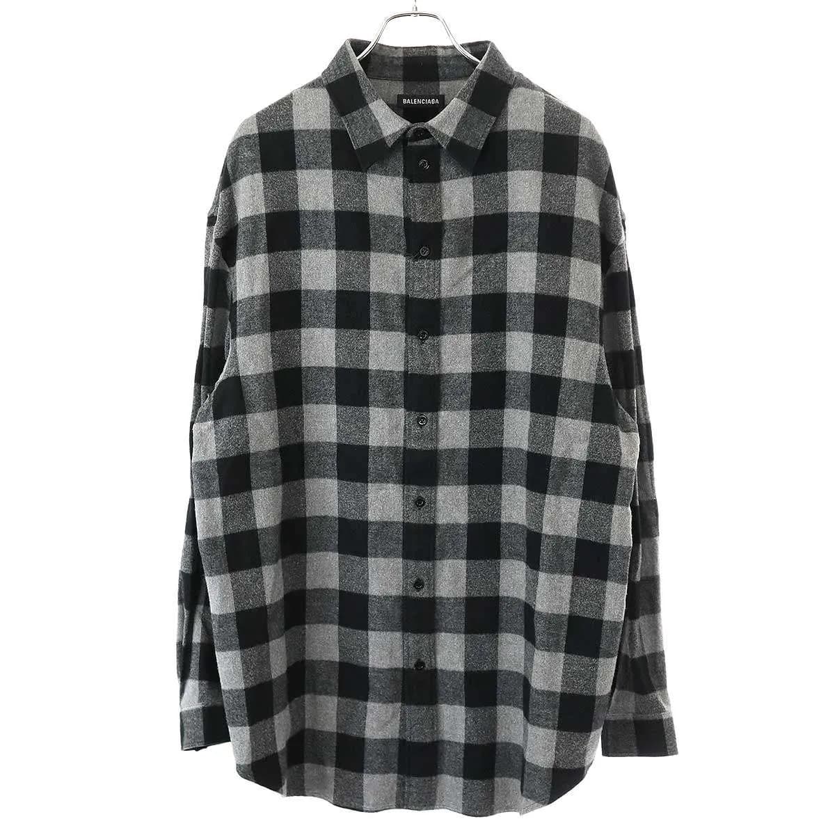 BALENCIAGA バレンシアガ 19AW フランネル ロングブロックチェックシャツ 584011 TFP08