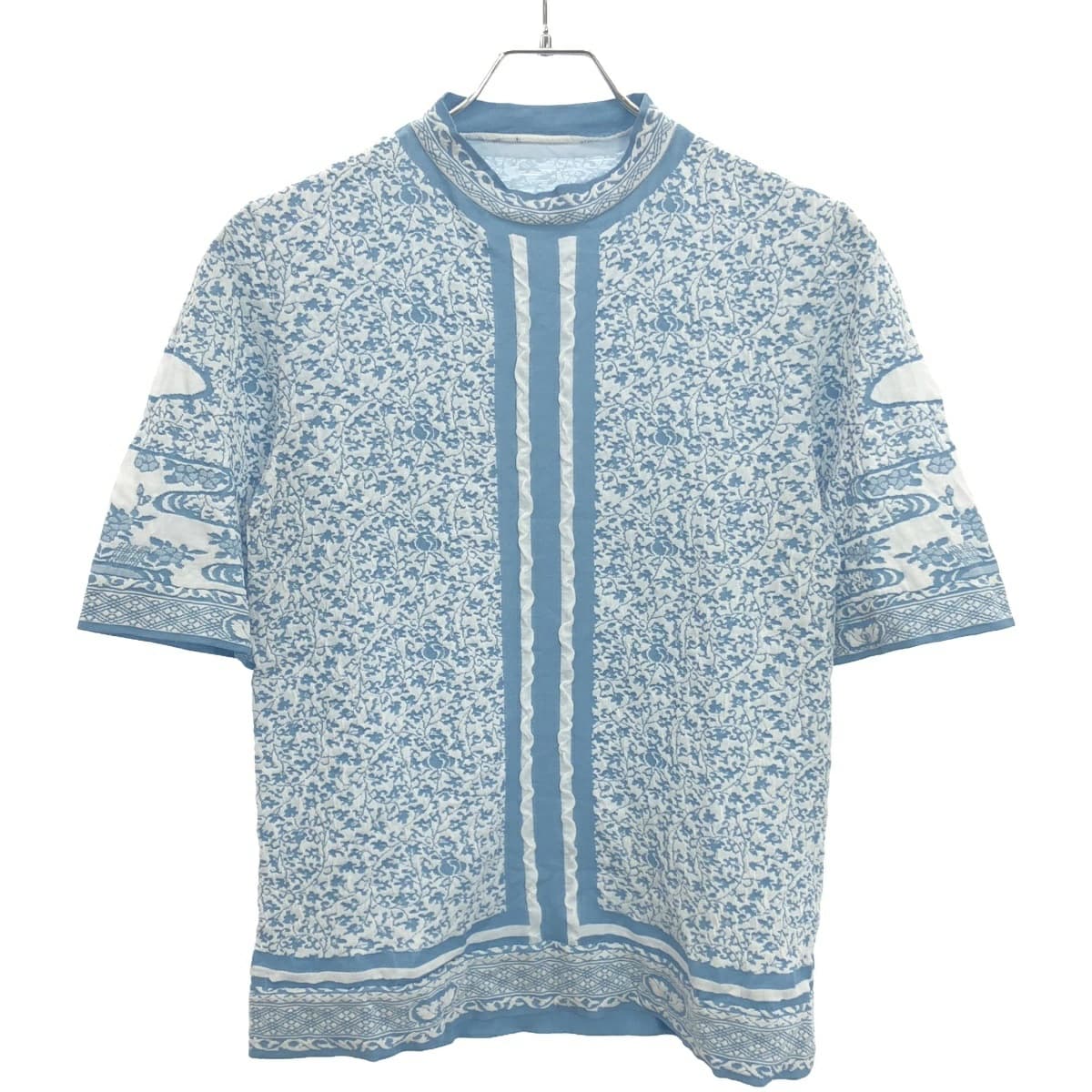 Mame Kurogouchi マメ クロゴウチ 24SS Landscape Graphic Sheer Knitted Crew Neck Top ジャガードニットトップス