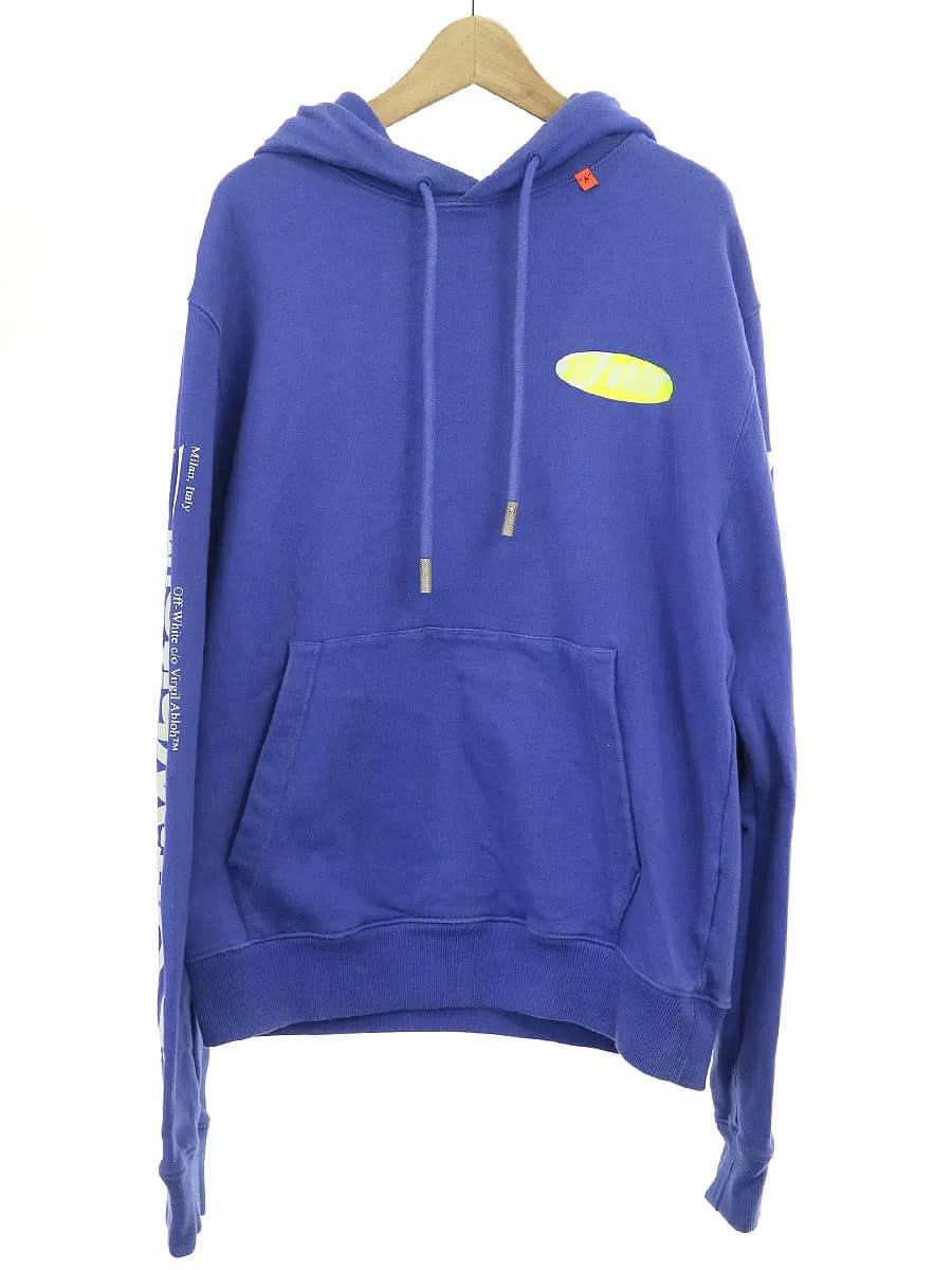 OFF-WHITE オフホワイト 19SS DIAG SPLIT LOGO プリントプルオーバースウェットパーカー