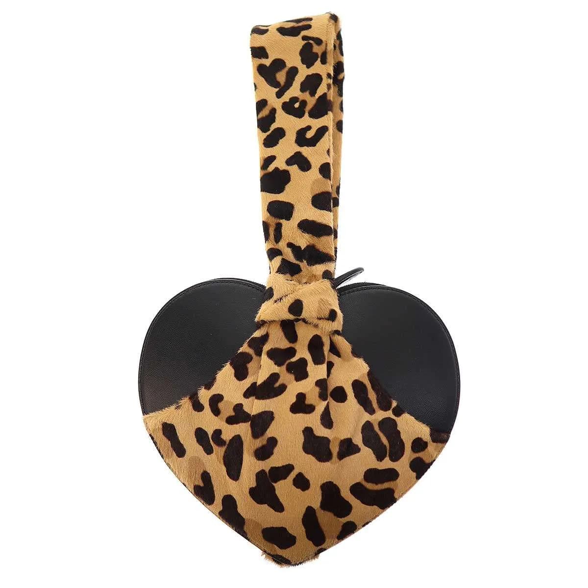 ALAÏA アライア レオパードハラコハートバッグ