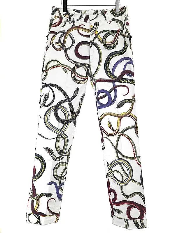 RAF SIMONS ラフシモンズ 10SS スネークタトゥープリントバックジップコットンパンツ