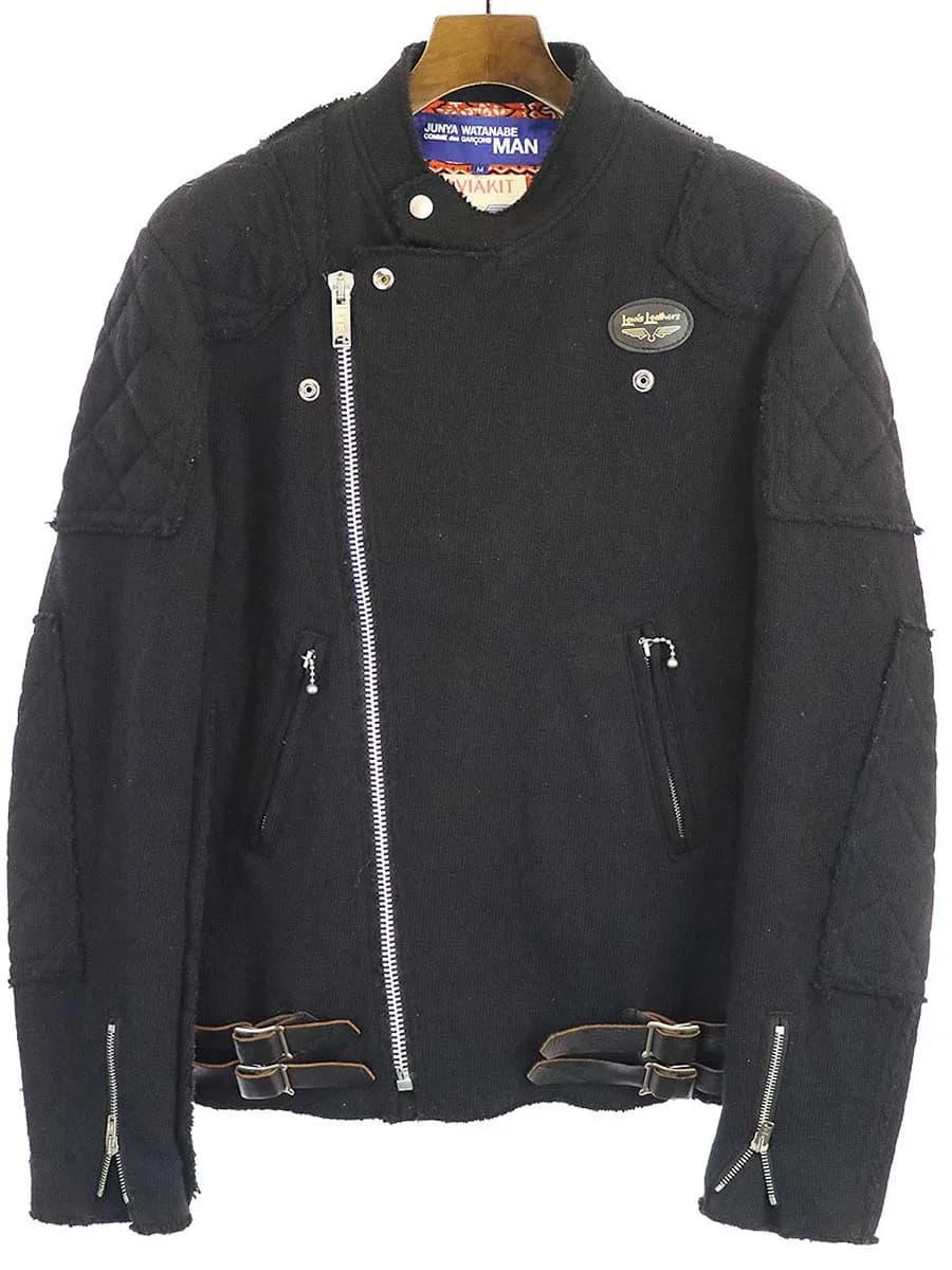 COMME des GARCONS ジュンヤワタナベ コムデギャルソン マン × ルイスレザー 03SS 裏地バンダナウールライダースジャケット