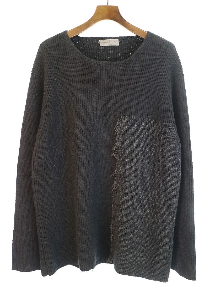 Yohji Yamamoto ヨウジヤマモトプールオム 16AW パッチワークプルオーバーニットセーター