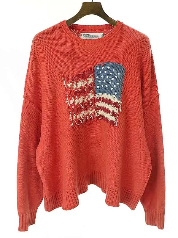 DAIRIKU ダイリク 19AW Inside Out America Knit 星条旗 インサイドアウトニットセーター