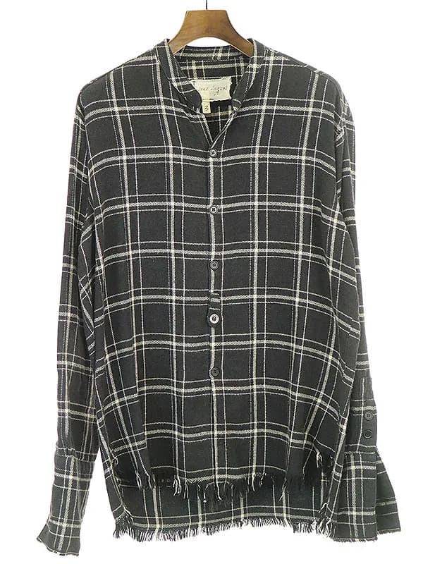 Greg Lauren グレッグ ローレン Black Plaid Studio Shirt チェック柄スタジオシャツ