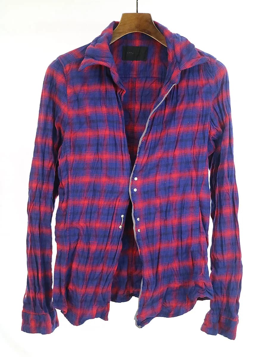 junhashimoto ジュンハシモト 17AW WRINKLE CHECK SHIRT シワ加工オンブレチェックシャツ