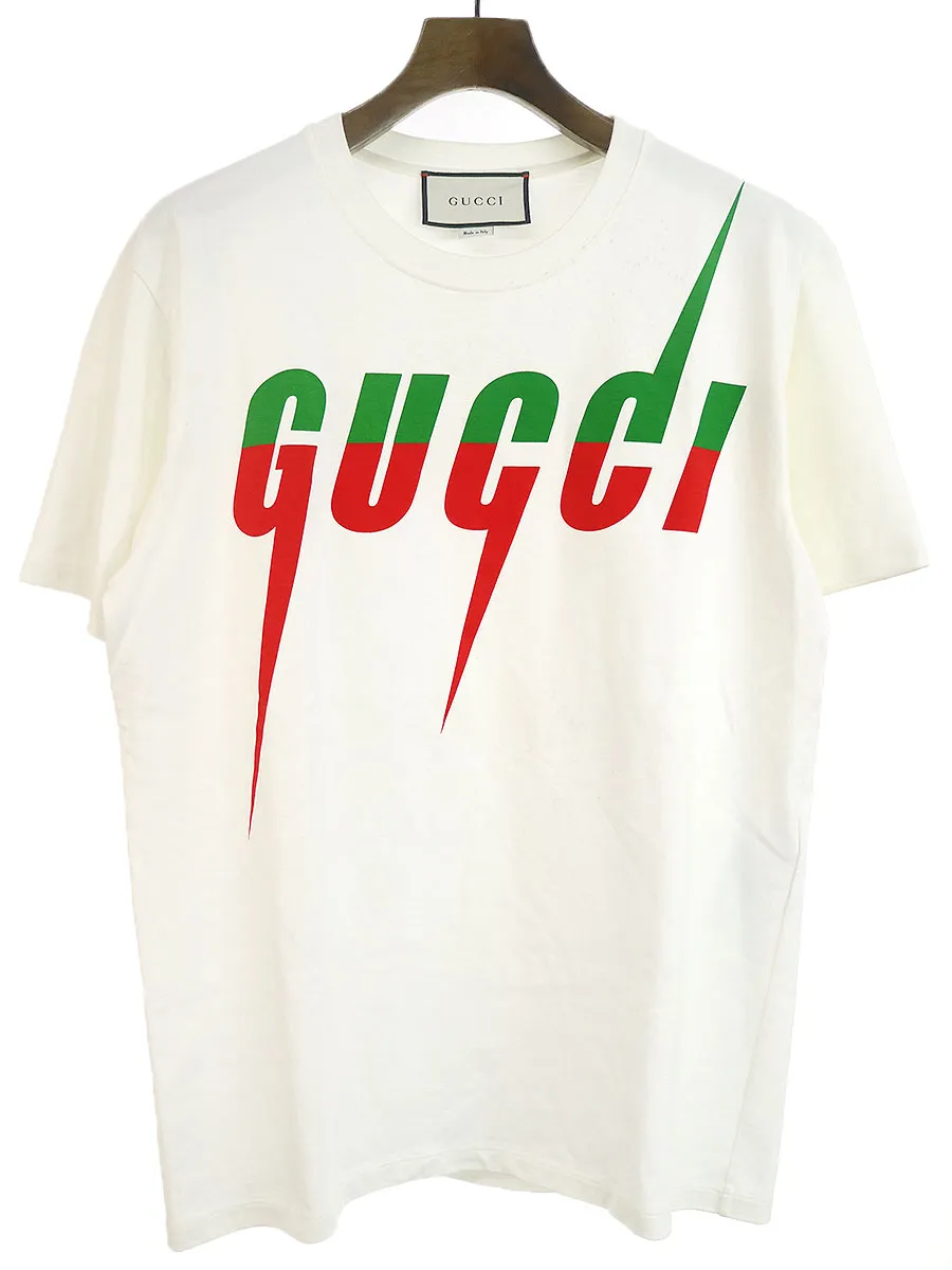 GUCCI グッチ コットンジャージーブレードロゴプリントTシャツ