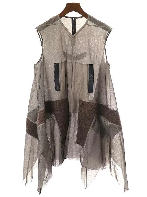 Rick Owens リックオウエンス 15SS ノースリーブメッシュデザインワンピース