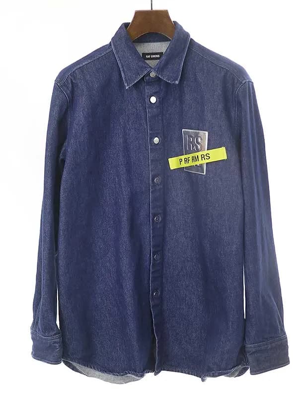 RAF SIMONS ラフシモンズ 19SS CARRY OVER DENIM SHIRT TAPE&PATCH RSパッチオーバーサイズデニムシャツ