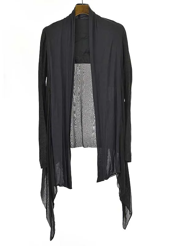 Rick Owens リックオウエンス ラムレザーコンビシルクロングジャケット
