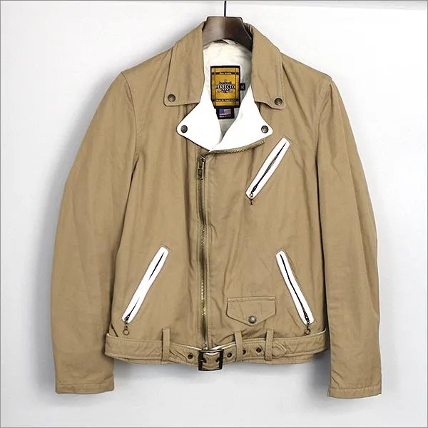 Schott Y's×Schott レザー切替コットンライダースジャケット