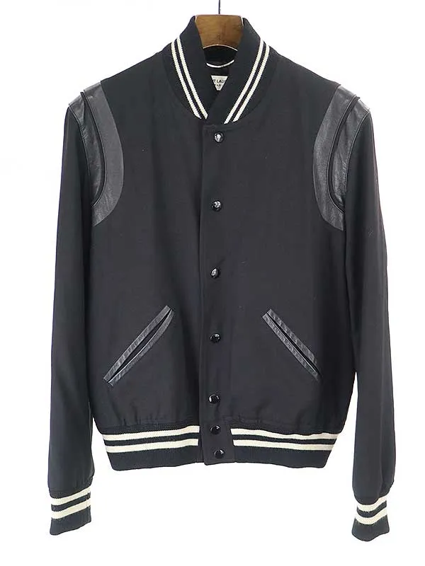 SAINT LAURENT サンローラン パリ 14AW レザー切替テディジャケット