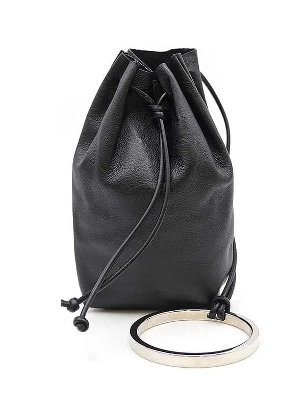 JIL SANDER ジルサンダー リングブレスレット付き レザーミニ巾着バッグ
