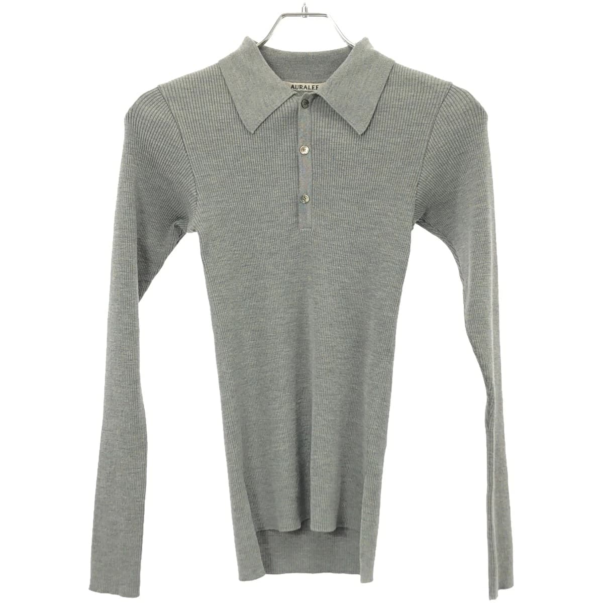 AURALEE オーラリー 23AW HIGH GAUGE RIB KNIT POLO ハイゲージリブプルオーバーニットポロシャツ A22AP02HW