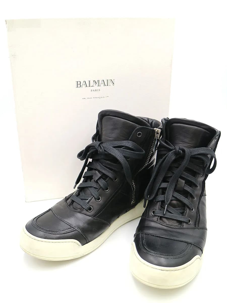 BALMAIN HOMME バルマン オム 12SS サイドジップハイカットレザースニーカー
