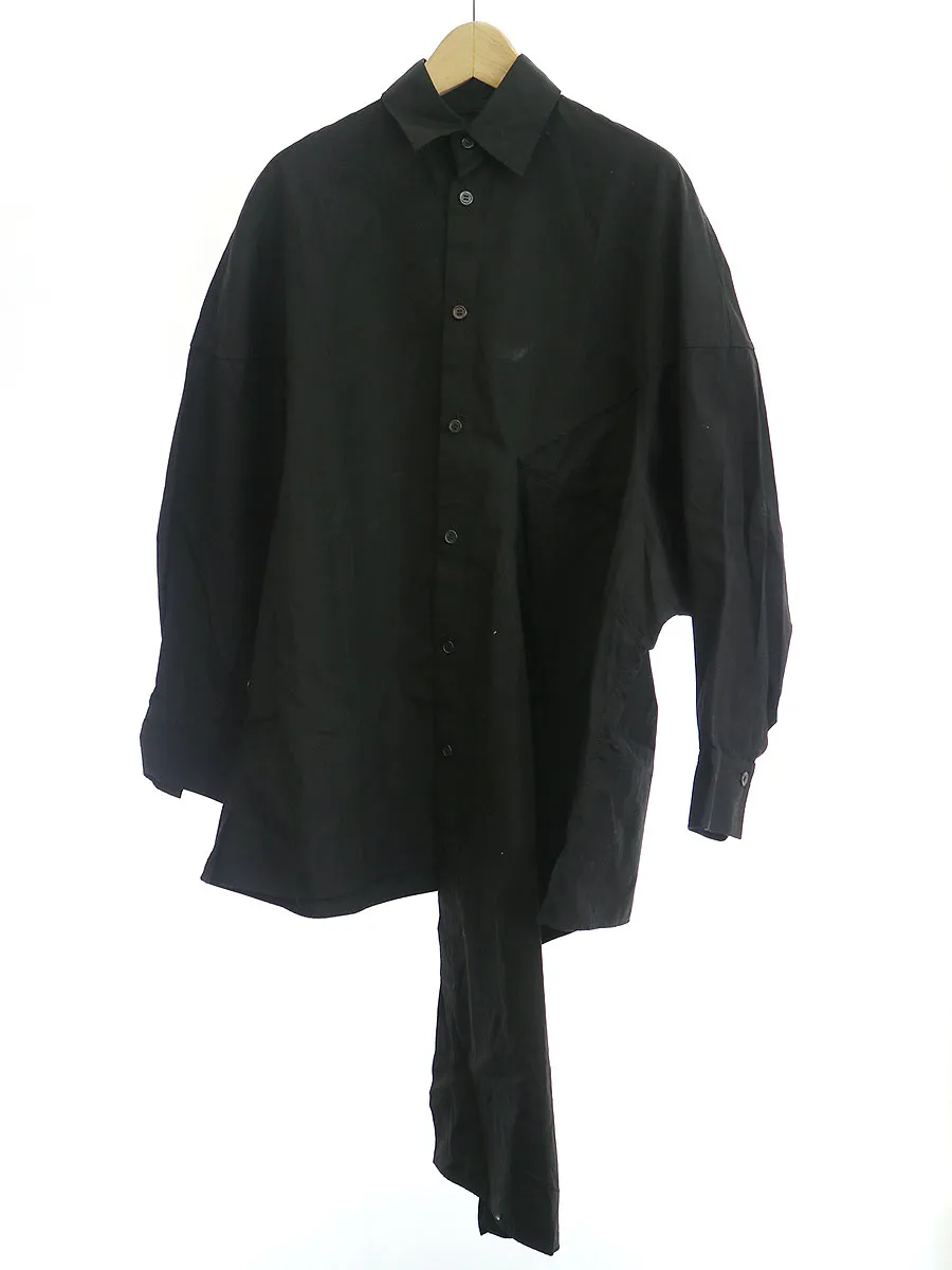 Yohji Yamamoto ヨウジヤマモト プリュス ノアール 16AW コットンアシンメトリーパッチワークロングシャツ