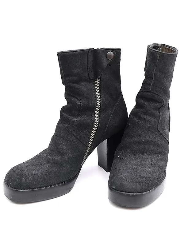 Rick Owens リックオウエンス サイドジップ デストロイレザーヒールブーツ