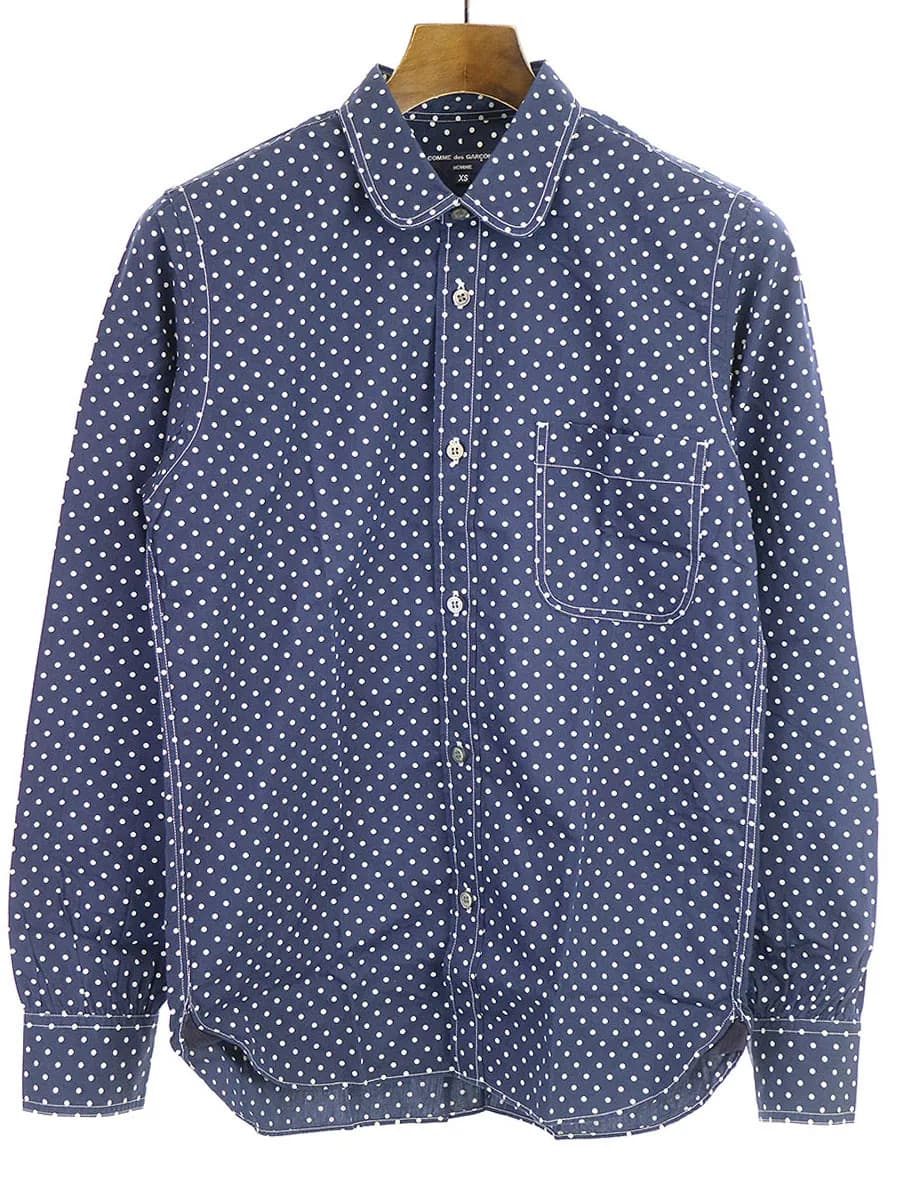 COMME des GARCONS コムデギャルソン オム ドット柄コットン長袖シャツ