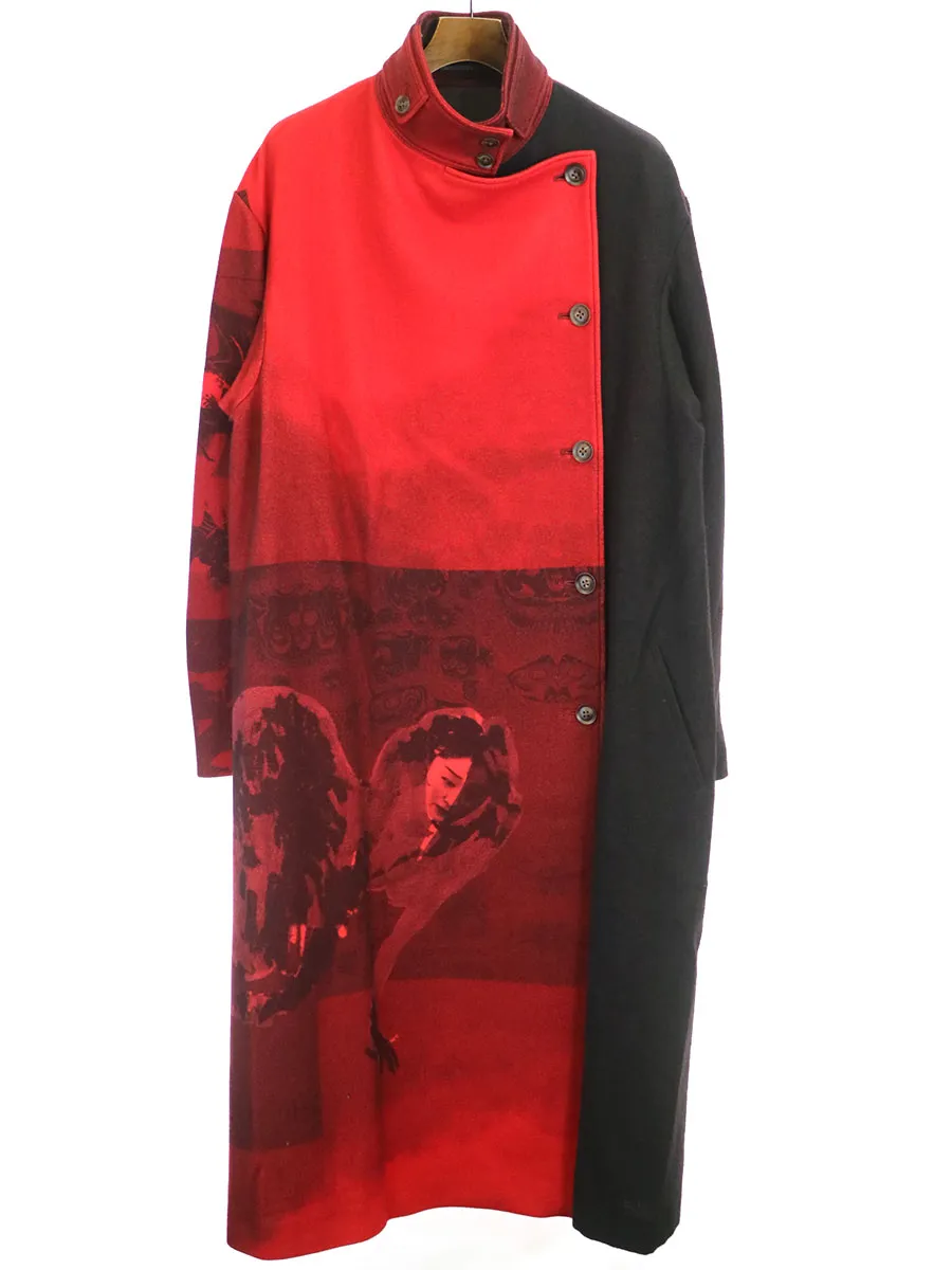 Yohji Yamamoto ヨウジヤマモトプールオム 18AW Red flannel right front dress coat ウールフランネルドレスコート