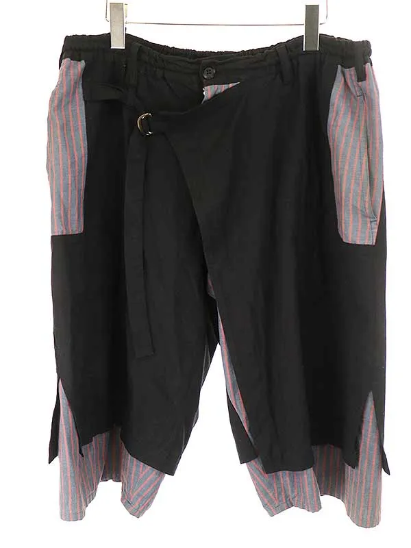 Yohji Yamamoto ヨウジヤマモト プールオム 14SS ストライプ切替ラップパンツ
