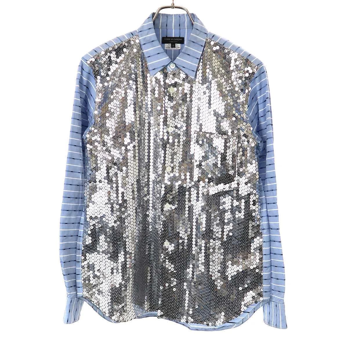 COMME des GARCONS コム デギャルソンオムプリュス 24AW JACQUARD SHIRT WITH SEQU ジャガードスパンコールシャツ PN-B007