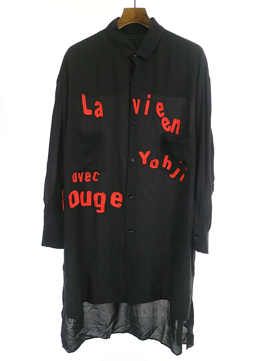 Yohji Yamamoto ヨウジヤマモト プリュス ノアール 18AW メッセージパッチテンセルロングシャツ